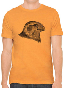 Hawk Profile Drawing Cotton Crewneck Unisex Orange T-Shirts