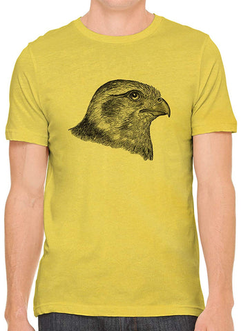 Hawk Profile Drawing Cotton Crewneck Unisex Yellow T-Shirts