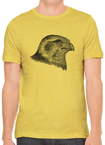 Hawk Profile Drawing Cotton Crewneck Unisex Yellow T-Shirts