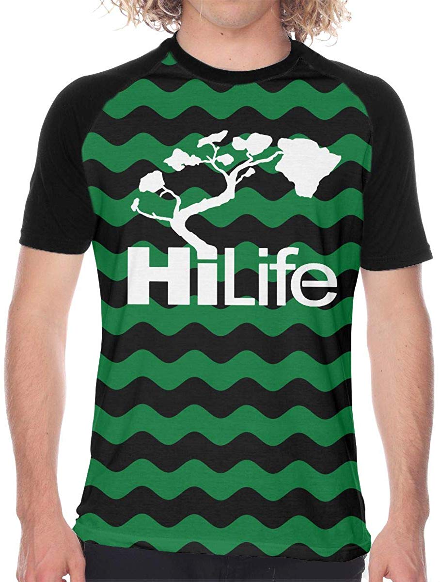 Hi Hawaii Hi Life Mens Sports Short Sleeve Funny Black T-Shirts