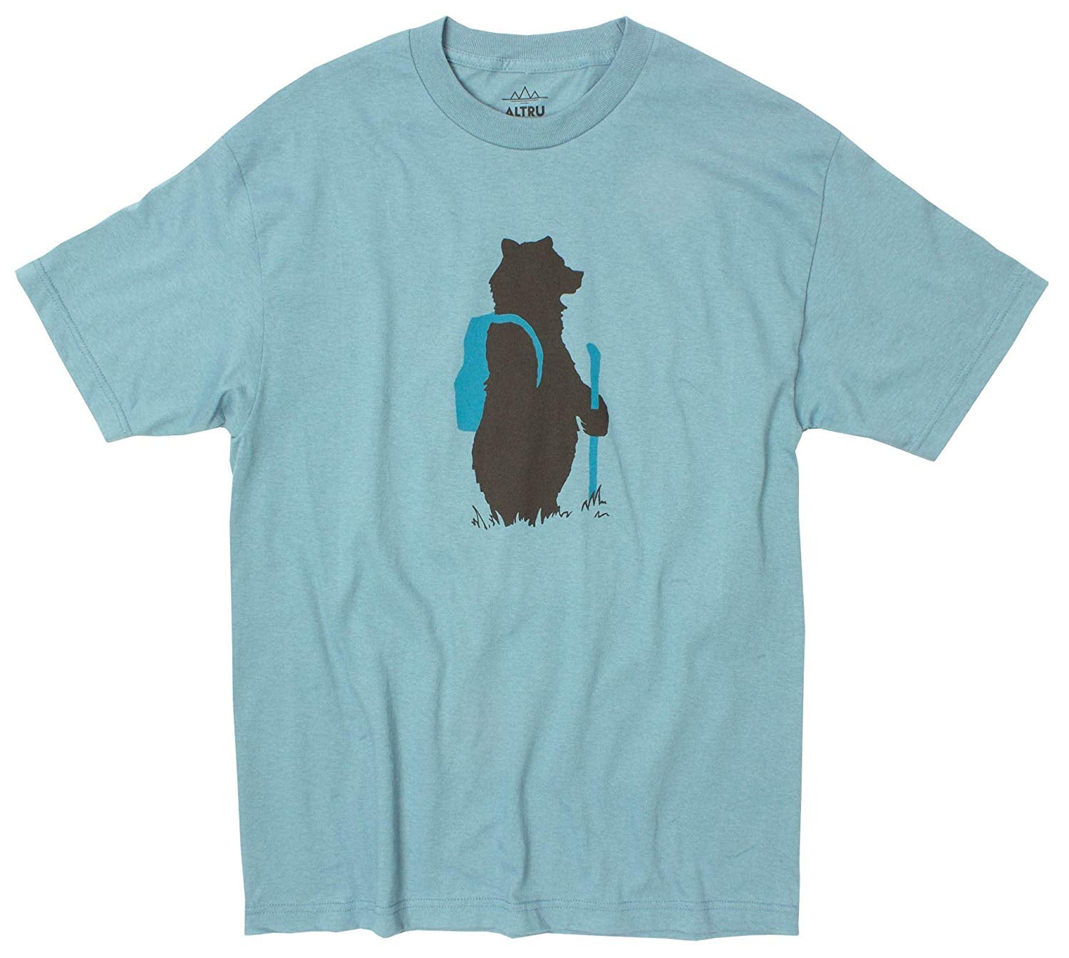 Hiking Bear Slate Graphic Blue T-Shirts