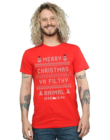 Home Alone Men's Filthy Animal Knit Style Red T-Shirts