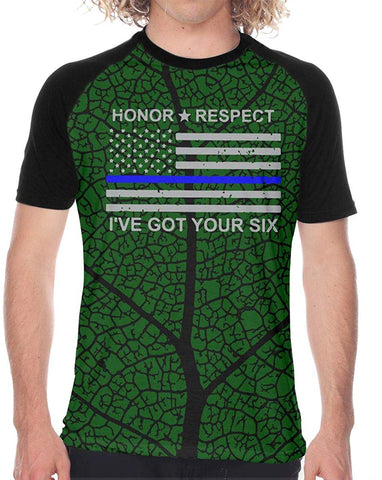 Honor Respect I've Got Your Six Thin Line Flag Mens Sports Short-Sleeved Funny Blue T-Shirts