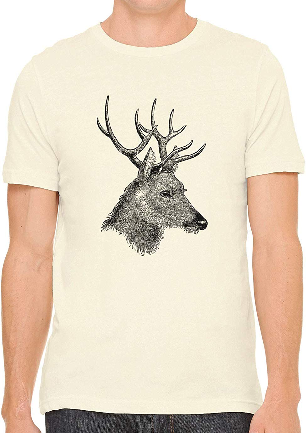 Horned Deer Animal Cotton Crewneck Unisex Nature T-Shirts