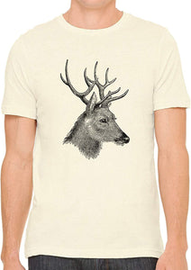 Horned Deer Animal Cotton Crewneck Unisex Nature T-Shirts