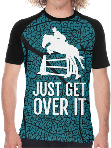 Horse Horseback Riding Jump Just Get Over It Men's Baseball Short Sleeve Printed Black T-Shirts