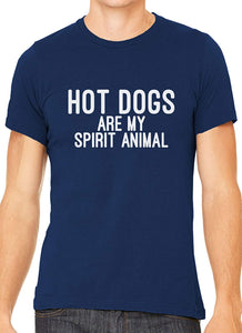 Hot Dogs are My Spirit Animal Cotton Crewneck Unisex Blue T-Shirts