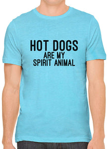 Hot Dogs are My Spirit Animal Cotton Crewneck Unisex Blue T-Shirts