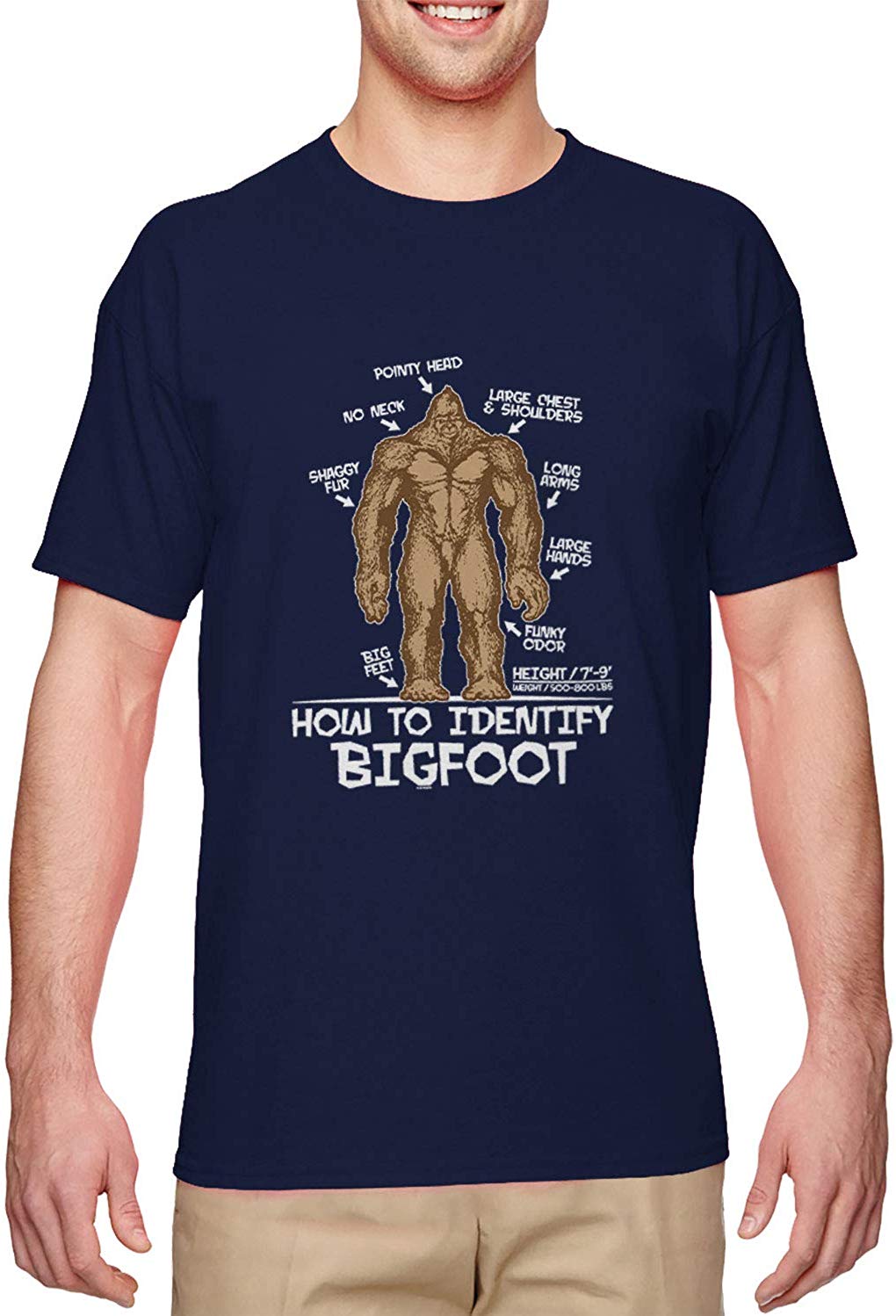 How to Identify Bigfoot-Sasquatch Real Men's Navy T-Shirts