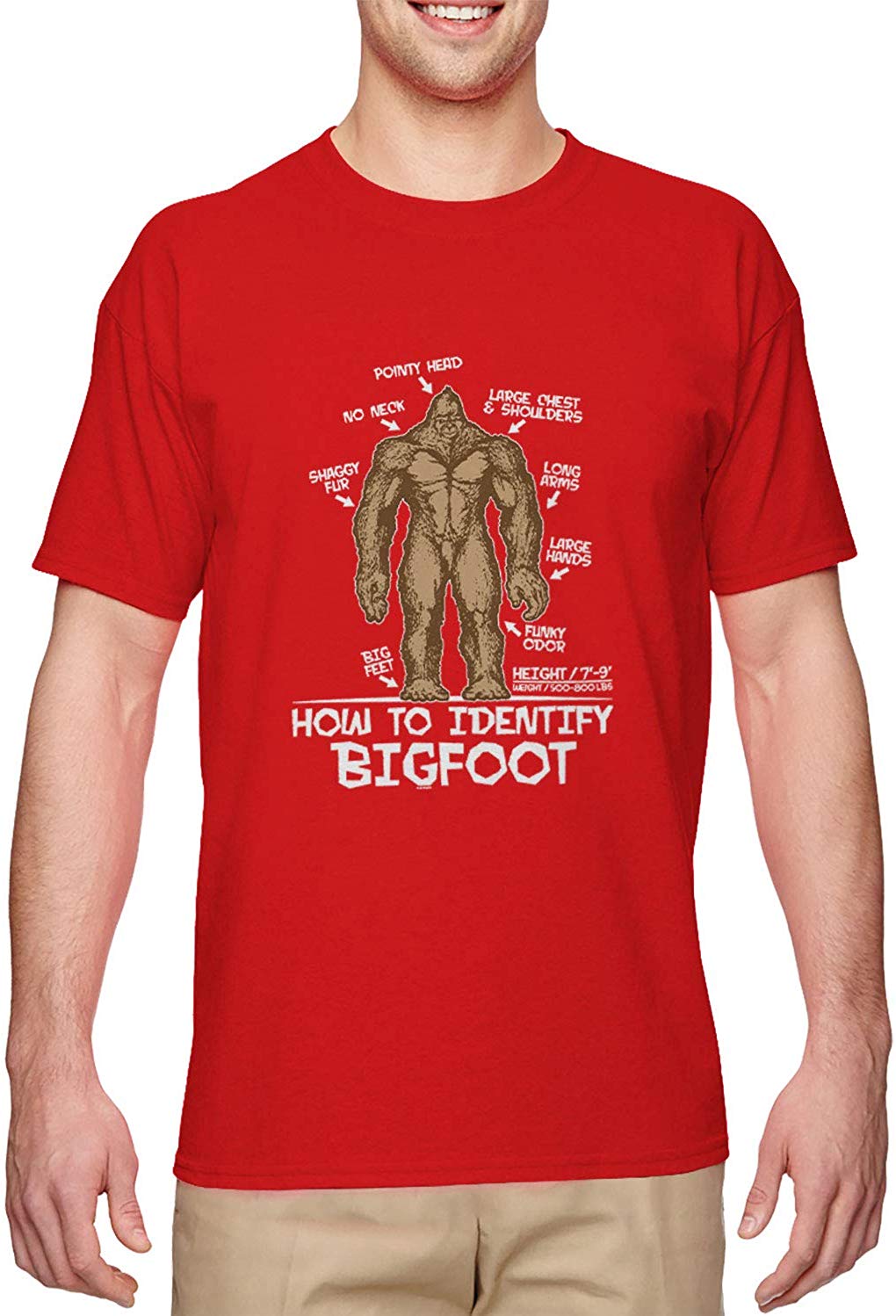 How to Identify Bigfoot-Sasquatch Real Men's Red T-Shirts