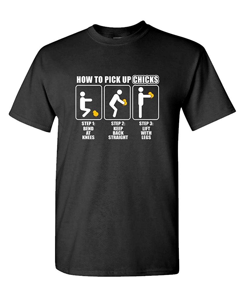 How to Pick UP Chicks Funny Joke Gag Party-Mens Cotton Black T-Shirts