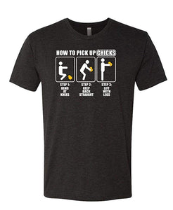 How to Pick UP Chicks Funny Joke Gag Party-Mens Cotton Black T-Shirts