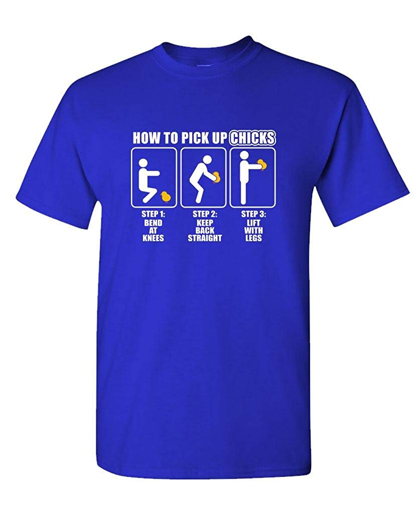 How to Pick UP Chicks Funny Joke Gag Party-Mens Cotton Royal T-Shirts