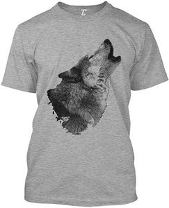 Howling Wolf-Spirit Animal Halloween Men's Gray T-Shirts