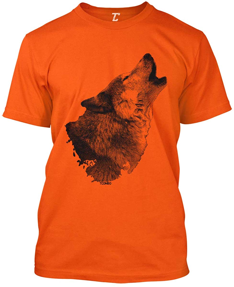 Howling Wolf-Spirit Animal Halloween Men's Orange T-Shirts