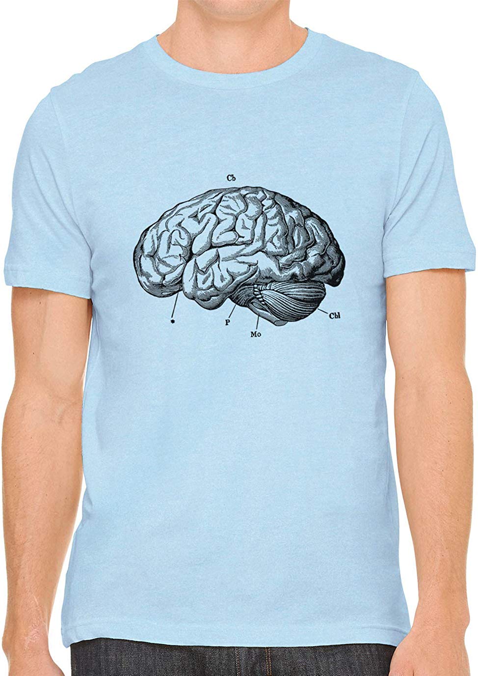 Human Brain Diagram Cotton Crewneck Unisex Blue T-Shirts