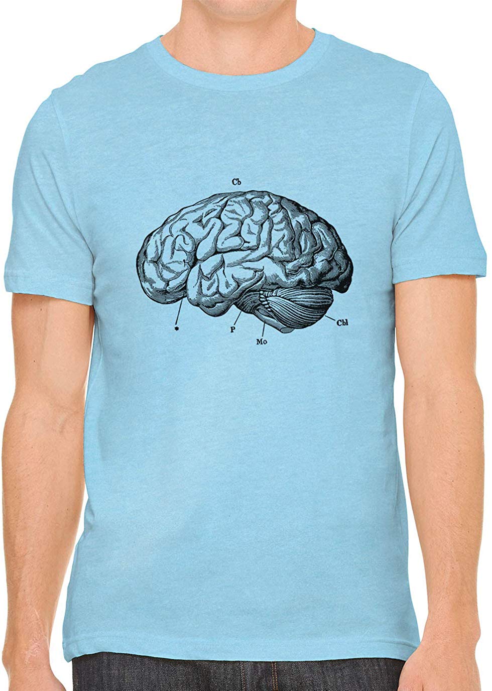 Human Brain Diagram Cotton Crewneck Unisex Blue T-Shirts