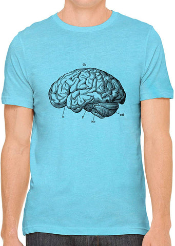 Human Brain Diagram Cotton Crewneck Unisex Blue T-Shirts