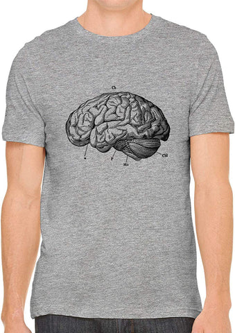 Human Brain Diagram Cotton Crewneck Unisex Gray T-Shirts