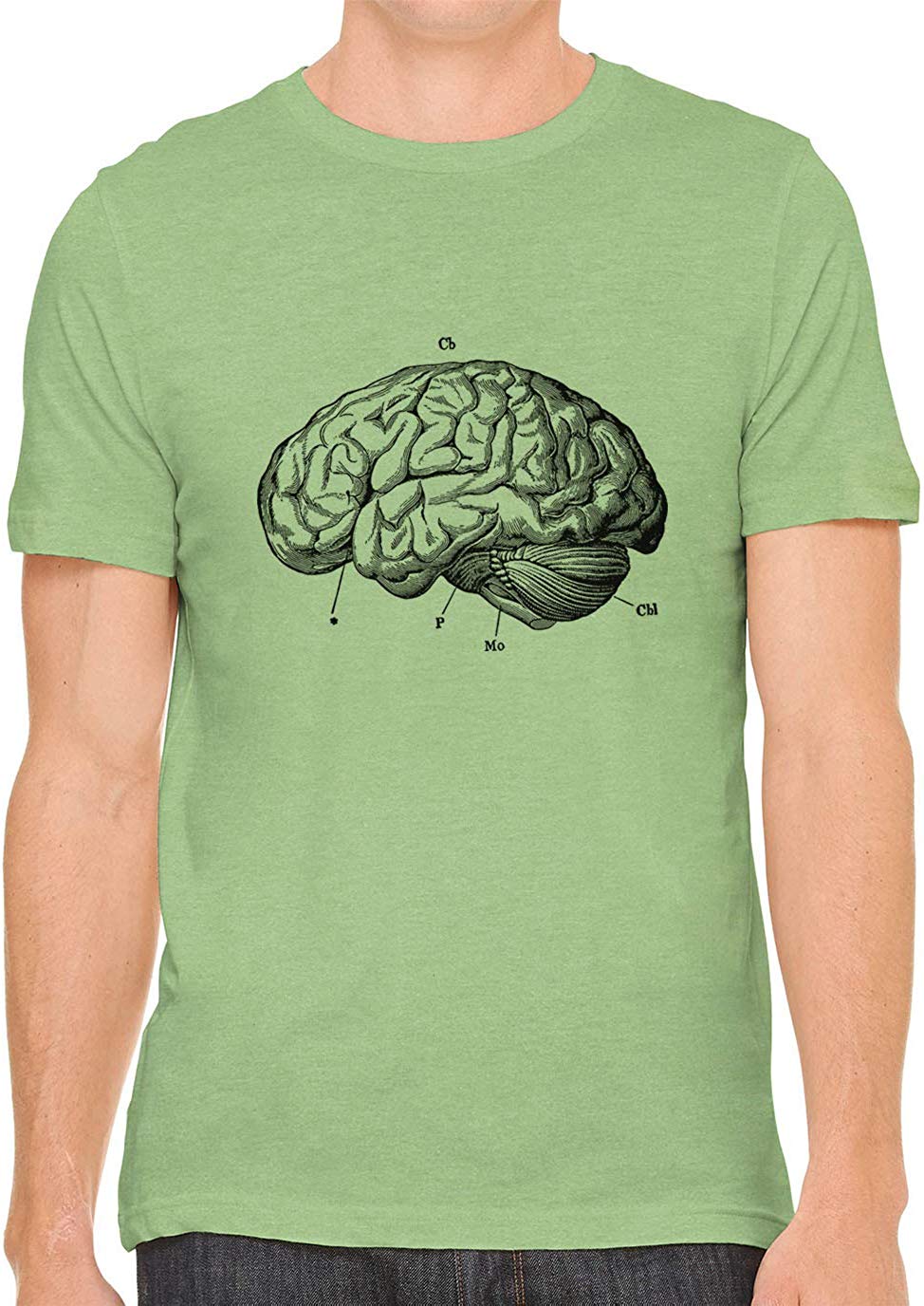 Human Brain Diagram Cotton Crewneck Unisex Green T-Shirts