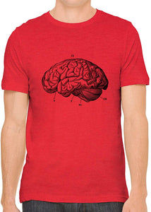 Human Brain Diagram Cotton Crewneck Unisex Red T-Shirts