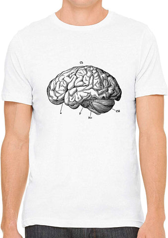 Human Brain Diagram Cotton Crewneck Unisex White T-Shirts