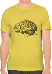 Human Brain Diagram Cotton Crewneck Unisex Yellow T-Shirts