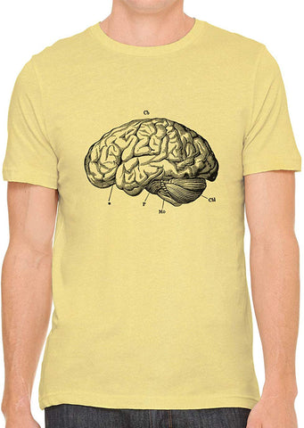 Human Brain Diagram Cotton Crewneck Unisex Yellow T-Shirts