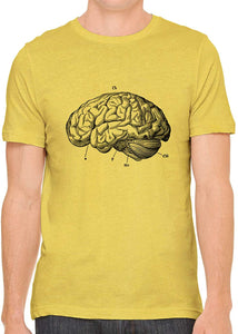 Human Brain Diagram Cotton Crewneck Unisex Yellow T-Shirts