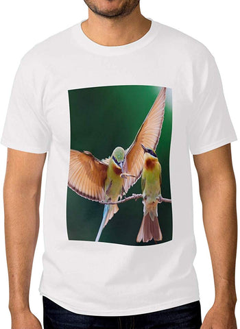 Hummingbird 100% Cotton Men's Short Sleeve White T-Shirts