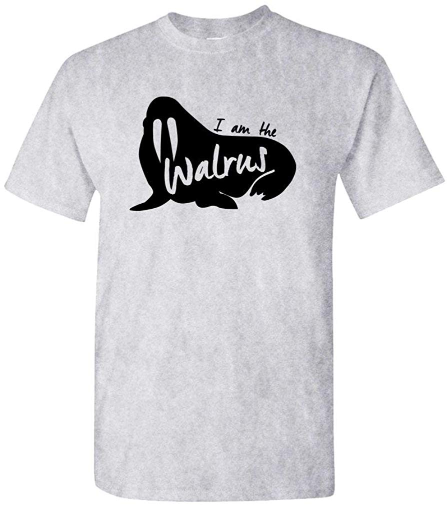 I AM The Walrus Funny Retro Style Joke Gag-Mens Cotton Grey T-Shirts