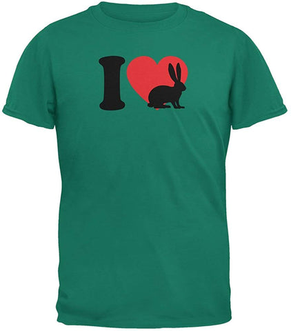 I Heart Love Bunny Bunnies Jade Adult Green T-Shirts