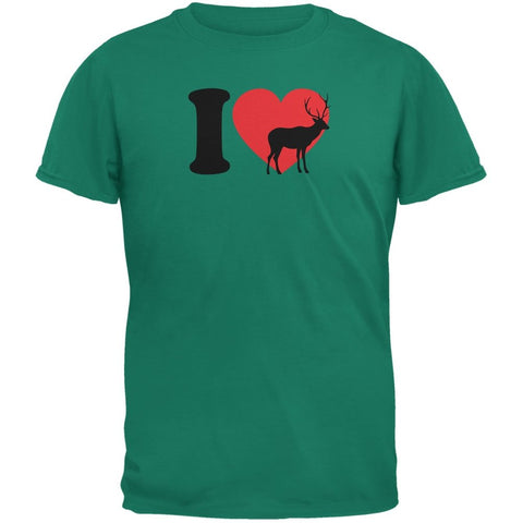 I Heart Love Deer Jade Adult Green T-Shirts