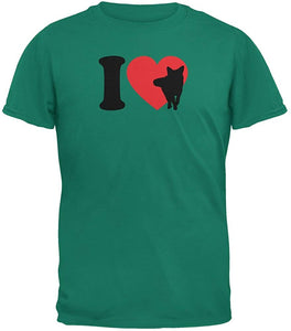 I Heart Love Fox Foxes Jade Adult Green T-Shirts