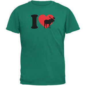 I Heart Love Moose Jade Adult Green T-Shirts