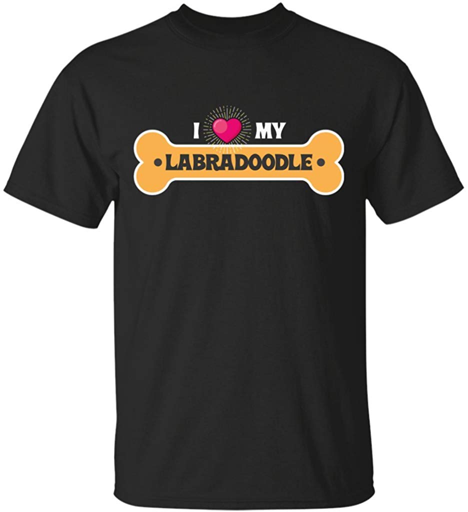 I Heart Love My Labradoodle Cute Dog Bone Gift Black T-Shirts