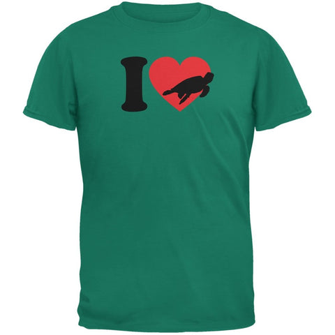 I Heart Love Sea Turtle Turtles Jade Adult Green T-Shirts