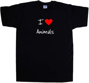 I Love Heart Animals Black T-Shirts