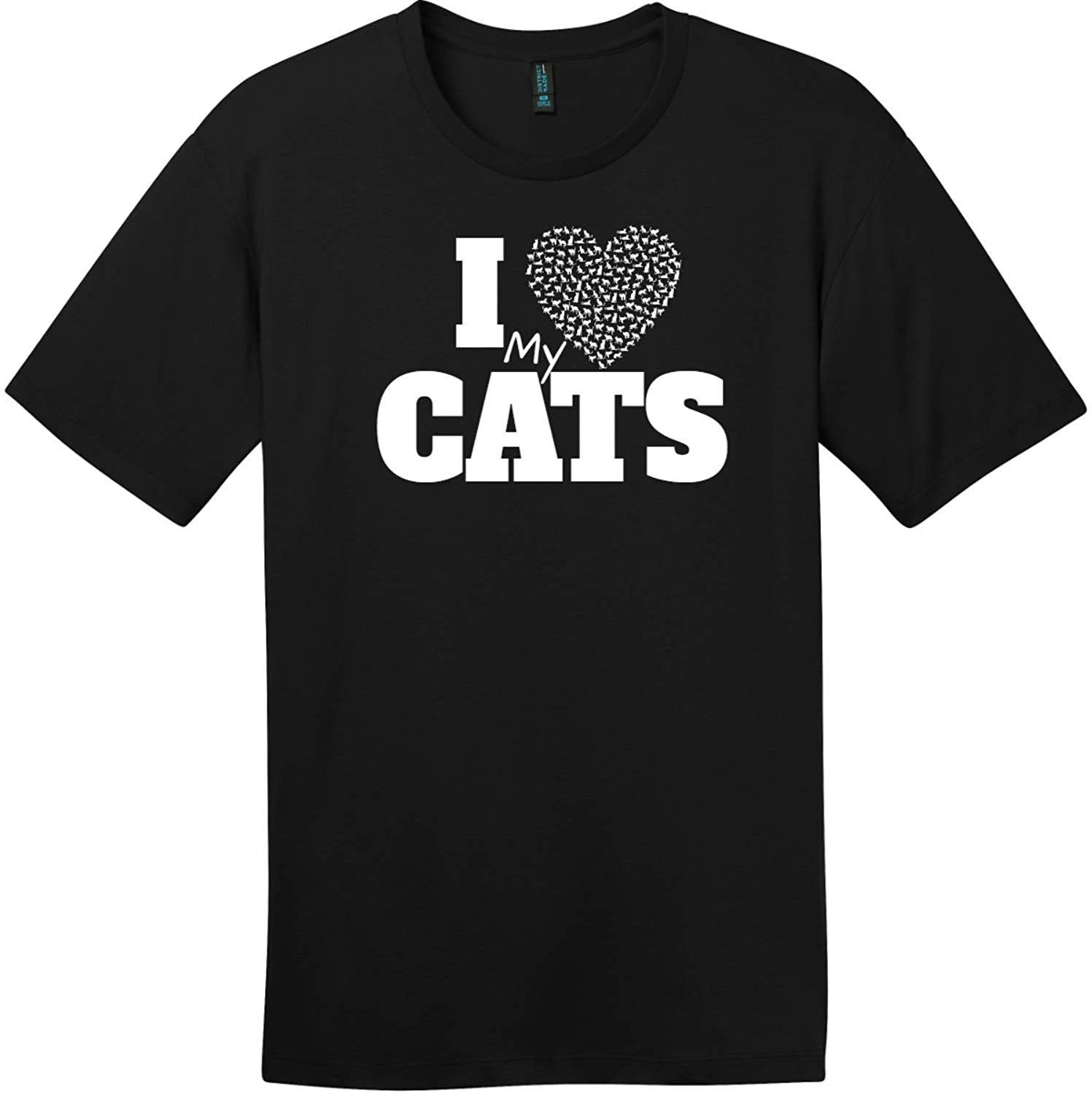 I Love My Cats Heart Black T-Shirts