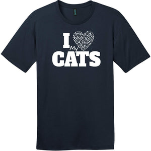 I Love My Cats Heart Navy T-Shirts