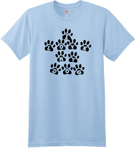 I Love My Dog Paw Print Light Blue T-Shirts