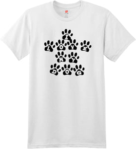 I Love My Dog Paw Print White T-Shirts