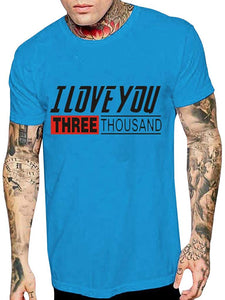 I Love You Three Thousand Letter Printing Tops Classic Short Sleeve Blue T-Shirts