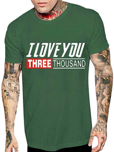 I Love You Three Thousand Letter Printing Tops Classic Short Sleeve Green T-Shirts