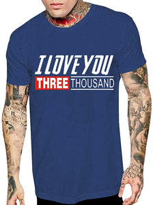 I Love You Three Thousand Letter Printing Tops Classic Short Sleeve Navy T-Shirts