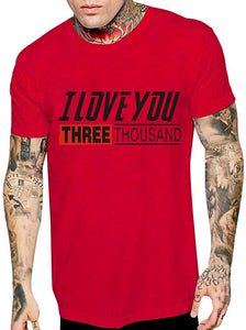 I Love You Three Thousand Letter Printing Tops Classic Short Sleeve Red T-Shirts