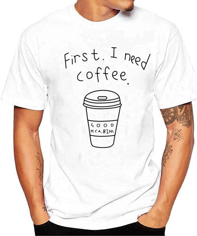 I Need Coffee Summer Animal Printed Summer Essential Short-Sleeve Tops White T-Shirts