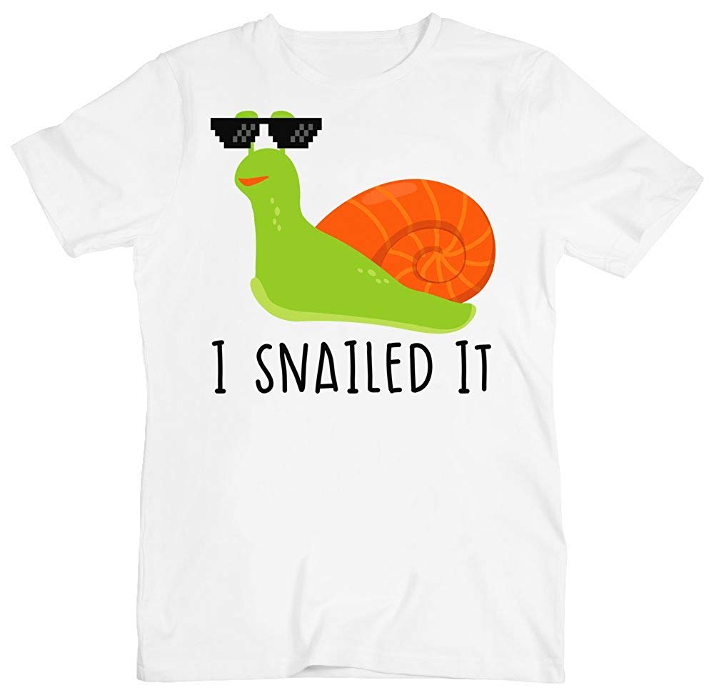 I Snailed It Cool Snail with Sunglasses Design Men' arge White T-Shirts