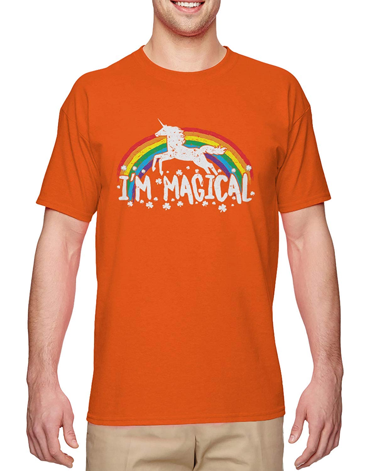 I'm Magical-St Patrick's Unicorn Rainbow Men's Orange T-Shirts