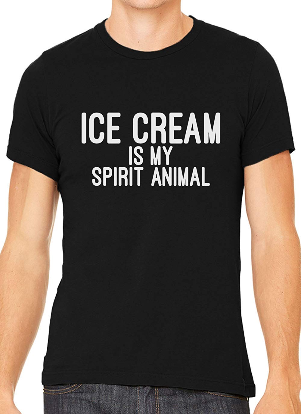 Ice Cream is My Spirit Animal Cotton Crewneck Unisex Black T-Shirts